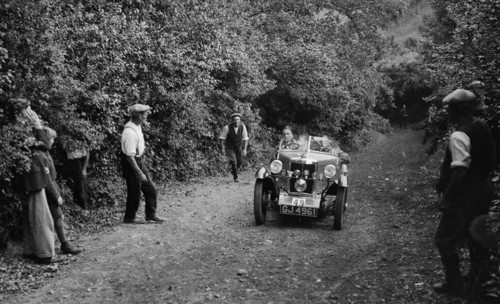 MG M type of DC Collins, B&HMC Brighton-Beer Trial, Simms Hill, Ilsington, Devon, 1930. Artist: Bill Brunell.