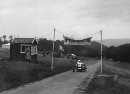 Frazer-Nash crossing the finishing line, MAC Shelsley Walsh Speed Hill Climb, Worcestershire, 1935. Artist: Bill Brunell.