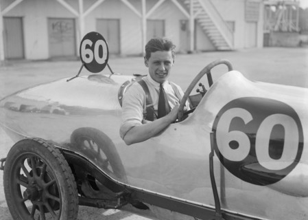 Bertie Kensington Moir in his Aston Martin at the JCC 200 Mile Race, Brooklands, 1921. Artist: Bill Brunell.