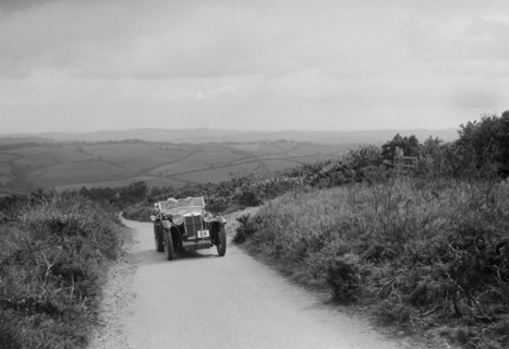 MG Magna of EG Burt competing in the MCC Torquay Rally, 1938. Artist: Bill Brunell.