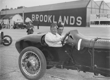 Coppa Florio type Sunbeam of EL Bouts, Surbiton Motor Club race meeting, Brooklands, Surrey, 1928. Artist: Bill Brunell.