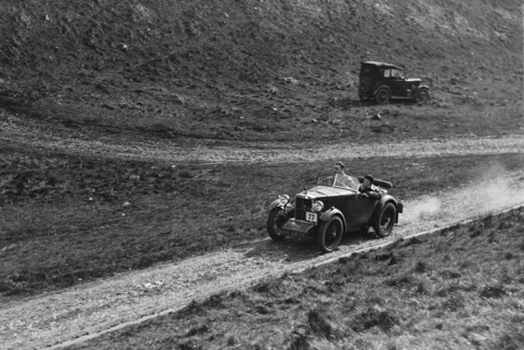 MG M type of FN Foster competing in the MCC Sporting Trial, Litton Slack, Derbyshire, 1930. Artist: Bill Brunell.