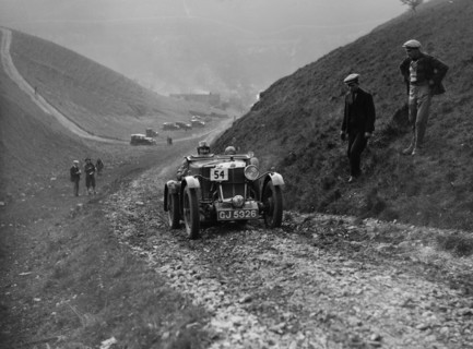 MG M Le Mans of CHD Berton competing in the MCC Sporting Trial, Litton Slack, Derbyshire, 1930. Artist: Bill Brunell.