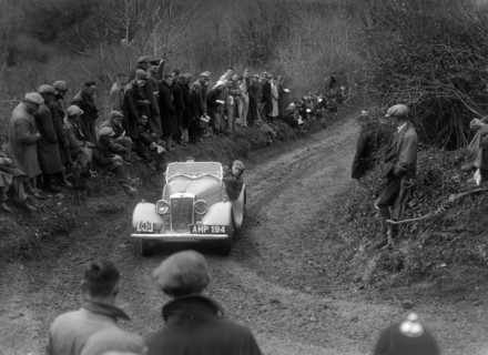 Hillman Aero Minx of V Wherry competing in the MCC Lands End Trial, 1935. Artist: Bill Brunell.