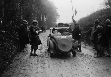 Morris Minor of KC McGuffie competing in the MCC Exeter Trial, Blackhill, Dorset, 1930. Artist: Bill Brunell.