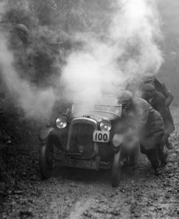 Austin GE Cup model of RH Massey at the MCC Exeter Trial, Meerhay, Dorset, 1930. Artist: Bill Brunell.