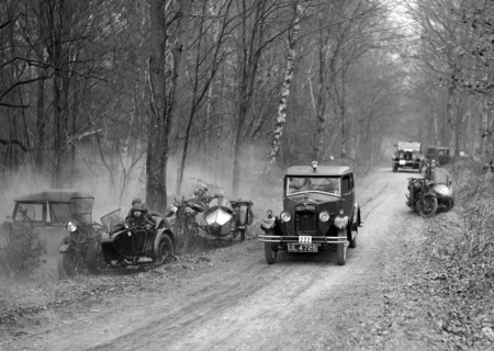 Riley Monaco of CD Allen competing in the Sunbeam Motor Car Club Bognor Trial, 1929. Artist: Bill Brunell.