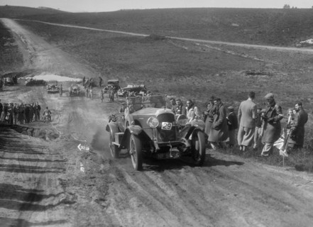Vauxhall 30/98 competing in a motoring trial, Bagshot Heath, Surrey, 1930s. Artist: Bill Brunell.