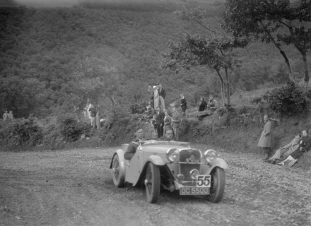 Singer competing in the Mid Surrey AC Barnstaple Trial, Beggars Roost, Devon, 1934. Artist: Bill Brunell.