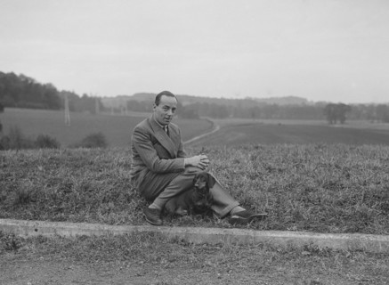 British racing driver Charles Mortimer and his pet dachshund, c1930s Artist: Bill Brunell.