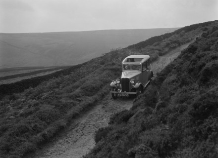 Kitty Brunell road testing a Standard Little Twelve saloon, c1932. Artist: Bill Brunell.