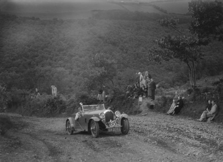 Marendaz special open 2-seater at the Mid Surrey AC Barnstaple Trial, Beggars Roost, Devon, 1934. Artist: Bill Brunell.