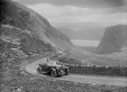 Lagonda competing in the RSAC Scottish Rally, 1936. Artist: Bill Brunell.