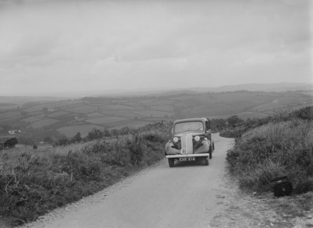 Vauxhall saloon of KFA Walker competing in the MCC Torquay Rally, 1938. Artist: Bill Brunell.