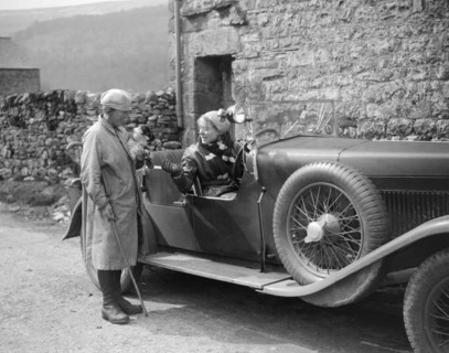 Kitty Brunell in a MG 18/80 open 4-seater, c1930(?). Artist: Bill Brunell.