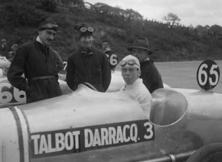 Kenelm Lee Guinness in his Talbot-Darracq at the JCC 200 Mile Race, Brooklands, Surrey, 1921. Artist: Bill Brunell.
