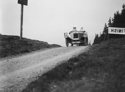 Lagonda open 2-seater of WH Oates competing in the Scottish Light Car Trial, 1922. Artist: Bill Brunell.