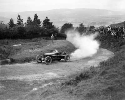 Vauxhall TT of Humphrey Cook competing in the Caerphilly Hillclimb, Wales, 1923. Artist: Bill Brunell.