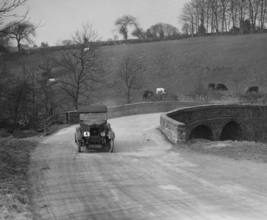 Morris of F Marshall at the Ilkley & District Motor Club Trial, near Harrogate, Yorkshire, 1930s. Artist: Bill Brunell.