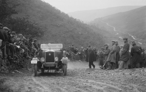 MG M type competing in the MCC Edinburgh Trial, 1931. Artist: Bill Brunell.