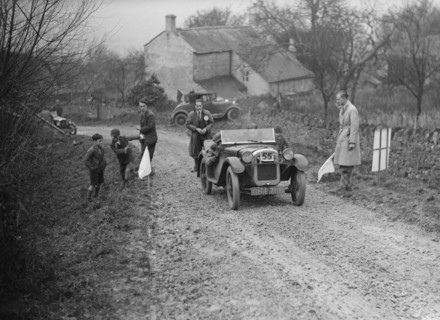 Austin Ulster of WGE Rushworth competing in the NWLMC London-Gloucester Trial, 1931. Artist: Bill Brunell.