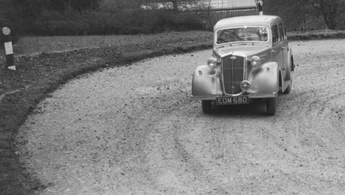 Wolseley saloon of BW Fursdon competing in the RAC Rally, 1939. Artist: Bill Brunell.