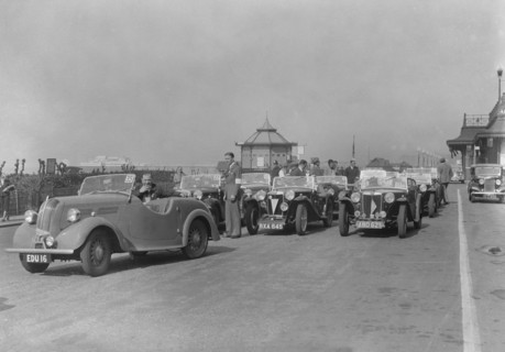 Standard Flying 8 of JB Murrell at the RAC Rally, Madeira Drive, Brighton, 1939. Artist: Bill Brunell.