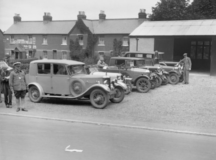 AC Acedes saloon of Mrs V Bruce and Amilcar of P Saltmarshe, Bournemouth Rally, 1928. Artist: Bill Brunell.