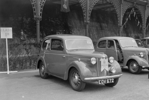 Austin 8 of CD Buckley at the RAC Rally, Madeira Drive, Brighton, 1939. Artist: Bill Brunell.