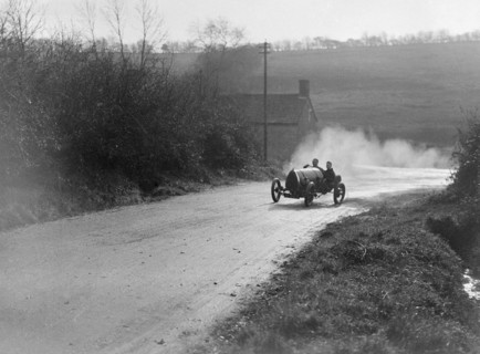 Bugatti Brescia competing in the MAC Shelsley Walsh Hillclimb, Worcestershire, 1920s. Artist: Bill Brunell.