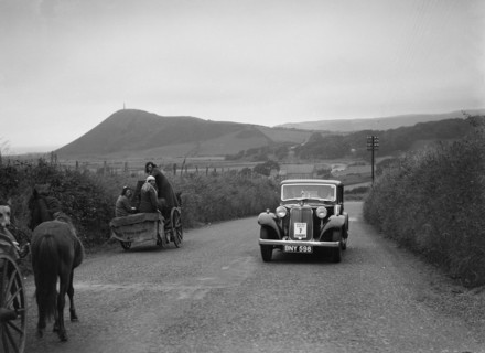 Armstrong-Siddeley saloon of FN Morgan competing in the South Wales Auto Club Welsh Rally, 1937 Artist: Bill Brunell.