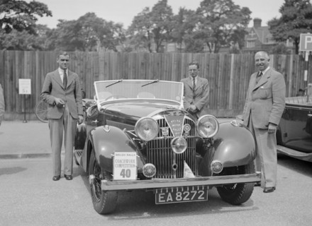 Jensen open 4-seater of Ken Crawford at the South Wales Auto Club Welsh Rally, 1937 Artist: Bill Brunell.