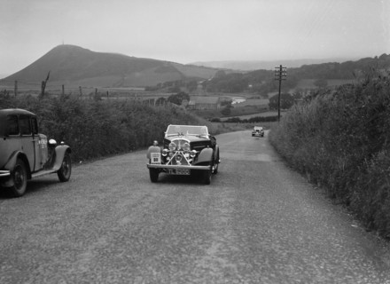 Rover 12/4 of WP Maidens competing in the South Wales Auto Club Welsh Rally, 1937 Artist: Bill Brunell.