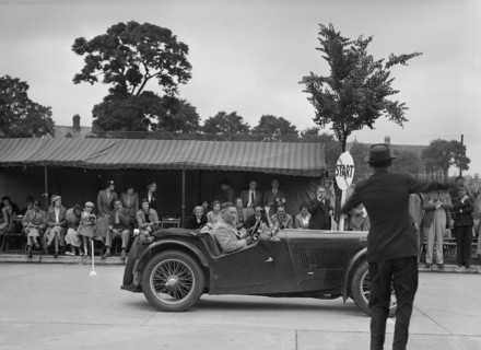 MG TA of Archie Langley of the Musketeers team at the South Wales Auto Club Welsh Rally, 1937 Artist: Bill Brunell.