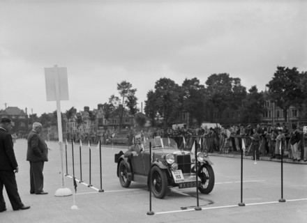 MG M type of KG Settle competing in the South Wales Auto Club Welsh Rally, 1937 Artist: Bill Brunell.