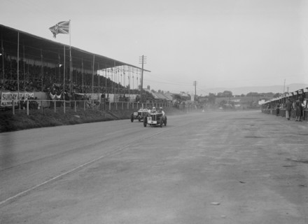 MG C type Midget of Cyril Paul and Riley of Edgar Maclure, RAC TT Race, Ards Circuit, Belfast, 1932. Artist: Bill Brunell.