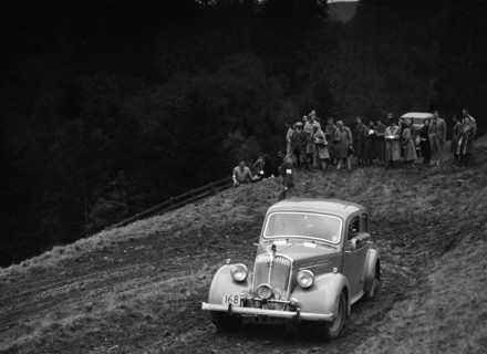 Standard of CCW Burrage competing in the MCC Edinburgh Trial, Roxburghshire, Scotland, 1938. Artist: Bill Brunell.