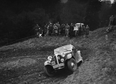 Frazer-Nash BMW 319/55 of KN Smith at the MCC Edinburgh Trial, Roxburghshire, Scotland, 1938. Artist: Bill Brunell.