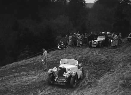 Singer of AC Challands competing in the MCC Edinburgh Trial, Roxburghshire, Scotland, 1938. Artist: Bill Brunell.