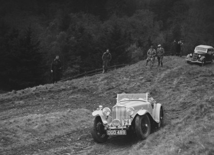 AC of LP Jaques competing in the MCC Edinburgh Trial, Roxburghshire, Scotland, 1938. Artist: Bill Brunell.
