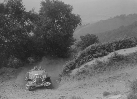 Ford V8 competing in the Barnstaple Trial, c1935. Artist: Bill Brunell.