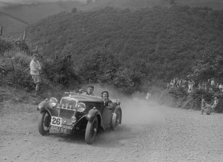 Singer competing in the Barnstaple Trial, c1935. Artist: Bill Brunell.