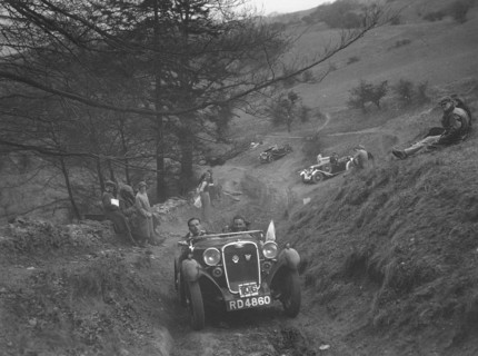Singer competing in the MG Car Club Abingdon Trial/Rally, 1939. Artist: Bill Brunell.
