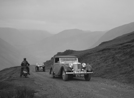 MG SA and MG PB competing in the MG Car Club Abingdon Trial/Rally, 1939. Artist: Bill Brunell.