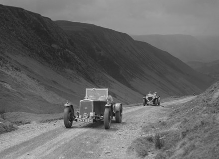 Wolseley and MG NA competing in the MG Car Club Abingdon Trial/Rally, 1939. Artist: Bill Brunell.