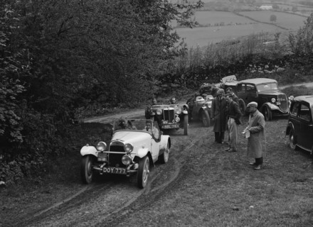 HRG of MH Lawson amd MG TA of Maurice Toulmin at the MG Car Club Abingdon Trial/Rally, 1939. Artist: Bill Brunell.