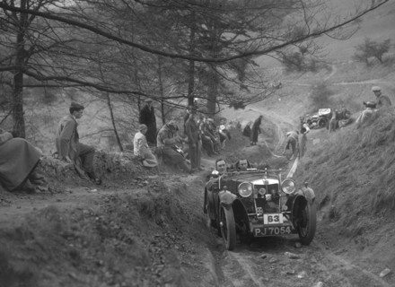 MG Magna of AL Cole competing in the MG Car Club Abingdon Trial/Rally, 1939. Artist: Bill Brunell.