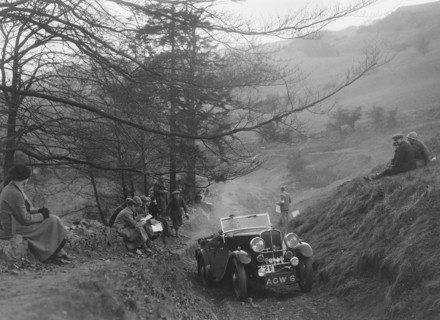 Triumph competing in the MG Car Club Abingdon Trial/Rally, 1939. Artist: Bill Brunell.