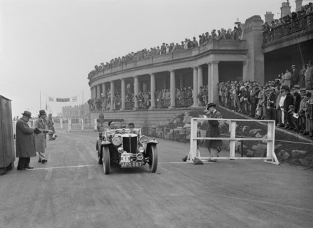 MG of JH Spencer competing in the Blackpool Rally, 1936. Artist: Bill Brunell.