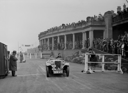 Singer of DE Harris competing in the Blackpool Rally, 1936. Artist: Bill Brunell.